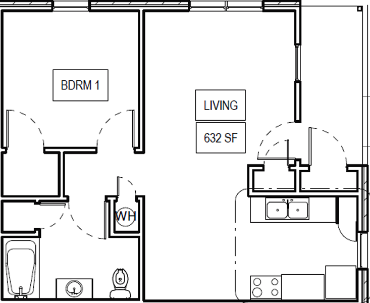One Bedroom / One Bath floor plan